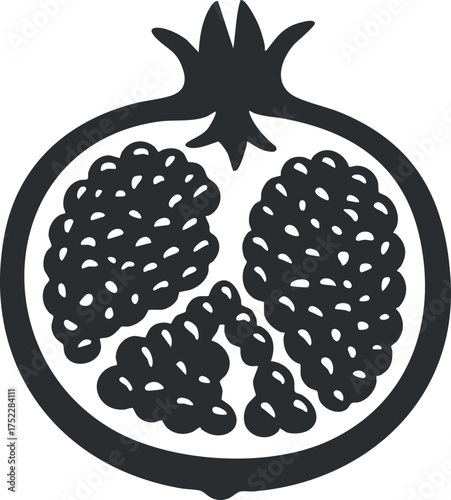 Illustration of a pomegranate showcasing its juicy seeds and vibrant color.