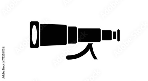 Black Silhouette of a Telescope with Stand.