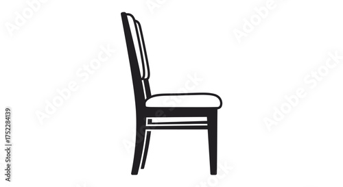 Elegant Black and White Dining Chair with High Back Side View.