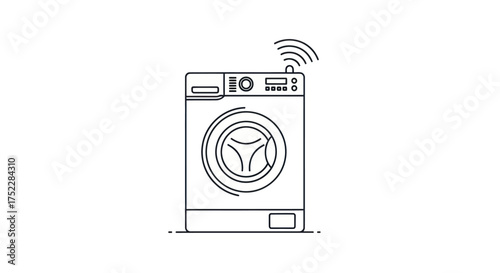 Modern Smart Washing Machine with Wireless Connectivity Icon.