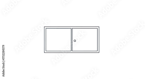 Minimalist Line Drawing of a Two-Panel Cabinet with a Single Door.