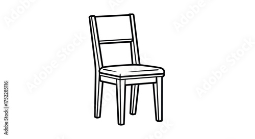 Simple Black and White Wooden Dining Room Chair.