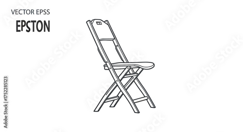 Simple Line Drawing of a Foldable Plastic Chair.