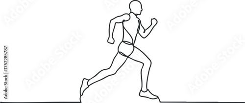 A minimalist outline of a human figure running in motion representing athleticism and fitness.