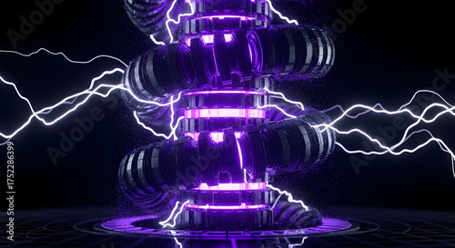 Futuristic power core generating high-voltage electricity