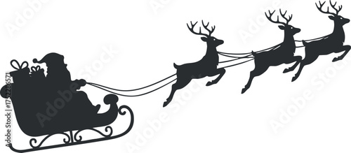 Santa Claus in a sleigh pulled by reindeer, celebrating the festive holiday spirit.