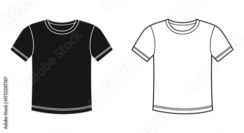 Two t shirts one black and one white side by side illustration