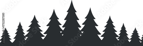 A silhouette of evergreen trees creating a natural forest landscape design ideal for outdoor themes.