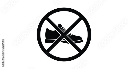 No shoes allowed a prohibition symbol featuring footwear illustration