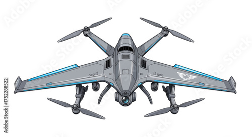 Futuristic Quadcopter Drone with Sleek Design and Advanced Aerodynamics.