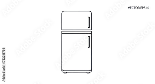 Simple Black and White Outline of a Refrigerator.