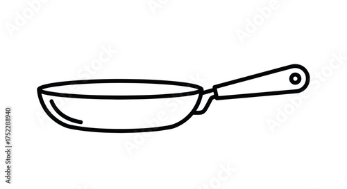 Simple Line Drawing of a Frying Pan with Handle.