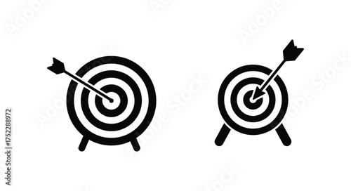 Two black and white target icons with arrows hitting the bullseye