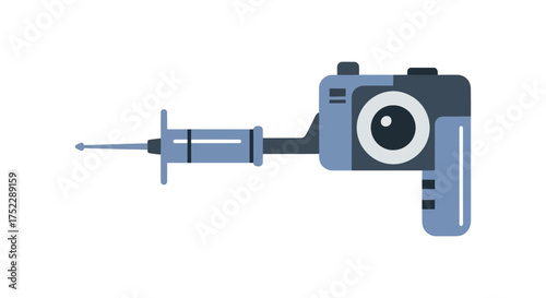 Conceptual Camera and Syringe Hybrid Device Illustration.