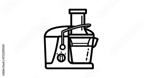 Modern Electric Centrifugal Juicer Appliance Line Art Icon.