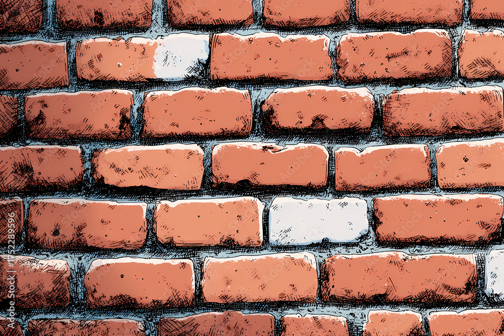 Obraz premium vibrant cartoon style brick wall texture perfect for game design and creative projects ideal for enhancing visual appeal in digital artwork and animations
