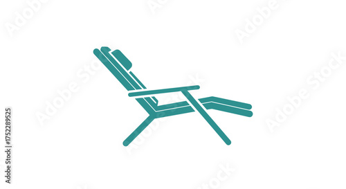 Teal stylized lounge chair icon a comfortable recliner for relaxation and leisure.