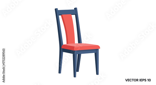 Modern Blue and Orange Upholstered Dining Chair.