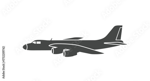 Side profile silhouette of a four-engine military reconnaissance jet aircraft icon.