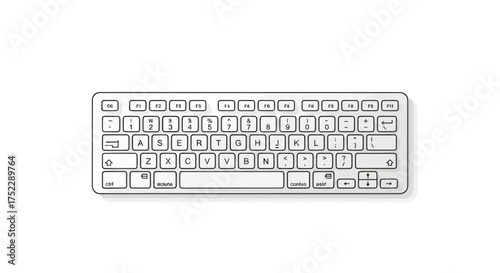 Wireless Keyboard with Alphanumeric Keys and Function Buttons.
