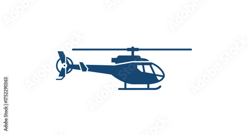 A sleek dark blue helicopter with a rotor and tail rotor.