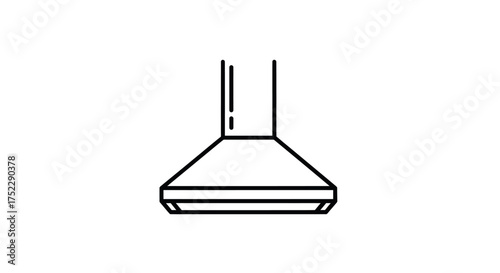 Simple Line Art Kitchen Range Hood Icon with Chimney.