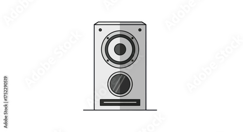 Modern Rectangular Speaker with Two Circular Grilles.