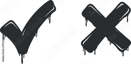 A graphic illustration of a checkmark and cross symbolizing approval and disapproval.