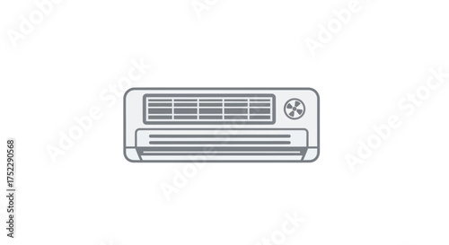 A simple line art illustration of a wall-mounted indoor air conditioner unit.