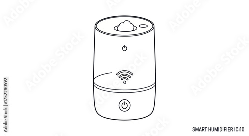 Sleek Smart Humidifier with Wi-Fi Symbol and Power Button.