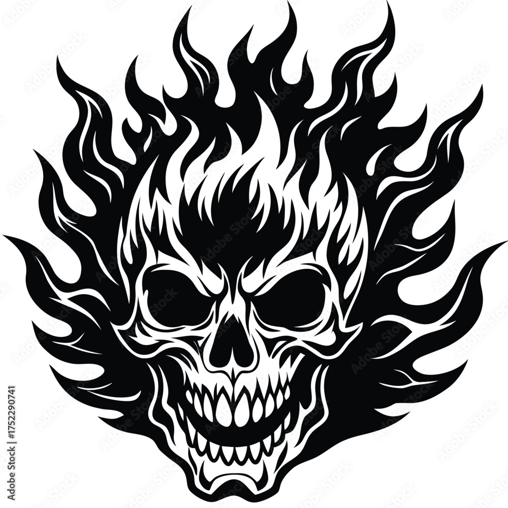 Obraz premium flaming skull vector silhouettes.eps