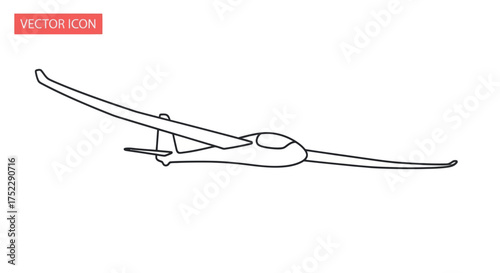 Line Drawing of a Glider Aircraft with Elongated Wings and Streamlined Fuselage.