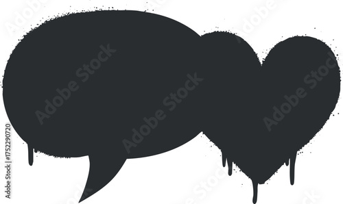 A black speech bubble with a heart shape symbolizing love and communication.