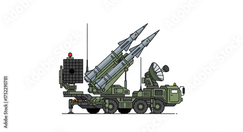 Mobile Surface-to-Air Missile Launcher with Radar System.