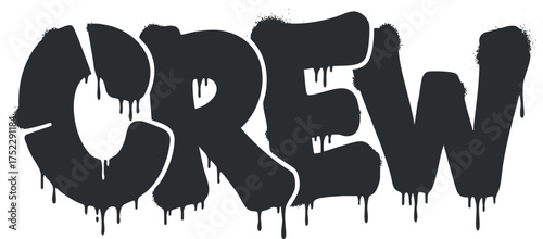 Bold graffiti style text spelling crew with a dripping effect on a white background