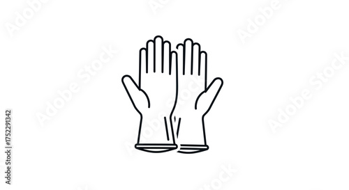 Pair of Protective Gloves Line Art Icon.