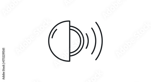 Simple Line Art Illustration of a Speaker with Sound Waves.