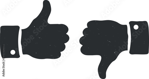 Illustration of thumbs up and thumbs down gestures representing approval and disapproval.