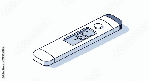Digital Thermometer Illustration - Medical Device for Temperature Measurement.