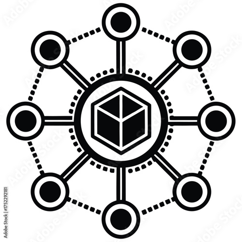 network sharing hub icon  thin line vector .eps