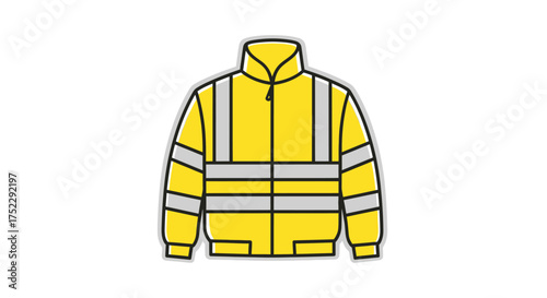 Bright Yellow High-Visibility Bomber Jacket with Reflective Strips.
