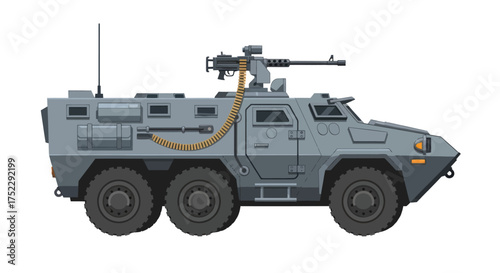 Armored Personnel Carrier with Mounted Machine Gun.