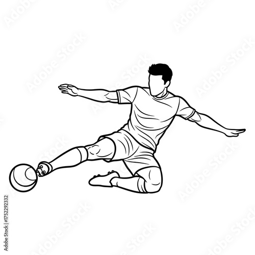 Dynamic Line Art of a Soccer Player in Action.