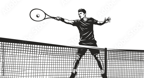 Tennis Player in Action - Striking the Ball with Precision.