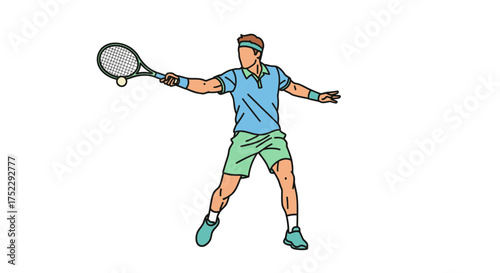 Tennis Player Ready to Strike Ball with Racket.