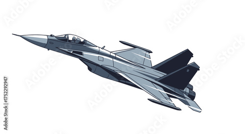 Sleek Modern Fighter Jet in Dynamic Flight Pose.