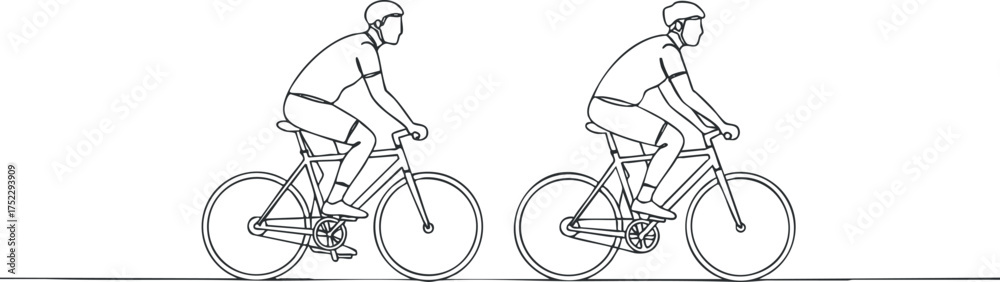 Fototapeta premium Illustration of two cyclists on bicycles showcasing fitness and active lifestyle.