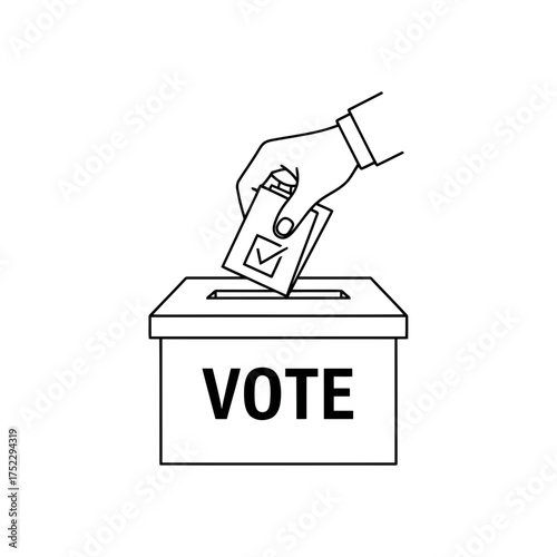 Adobe illustrator of hand dropping ballot into vote box illustration