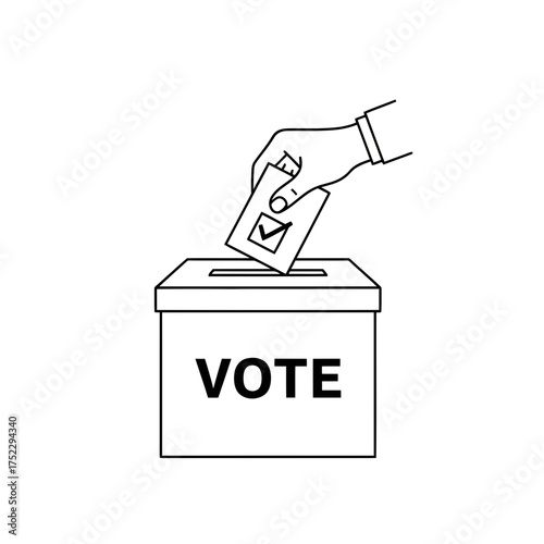Adobe illustrator of hand dropping ballot into vote box illustration