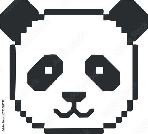 A cute pixel art illustration of a panda face with a playful expression.